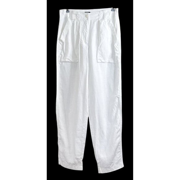 J. Crew Women's Utility Cargo Pants White Pockets Linen Blend Size 0 NWT - Picture 5 of 9